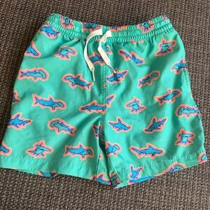 Chubbies Kids Teal Shark Print Swim Trunks